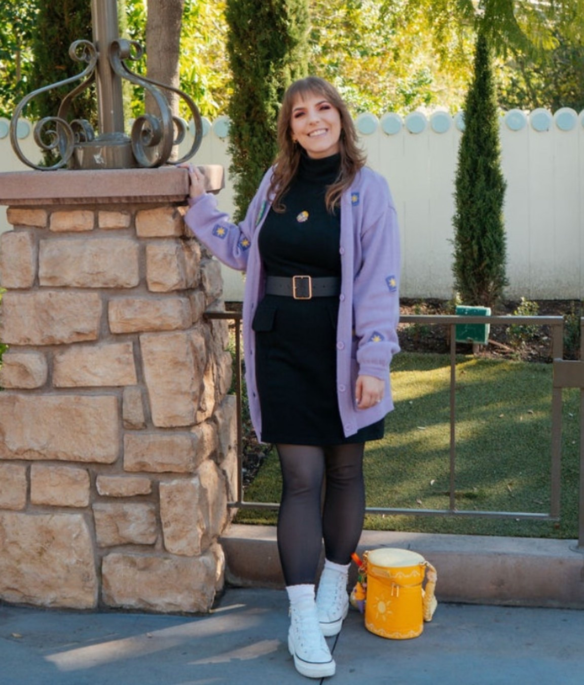 Rapunzel look 🌸 bag is nowhere to be found online, same as cardigan. Got the cardigan at Boxlunch and the bag is stitch shoppe by loungefly  

#LTKTravel #LTKgrwm #LTKootd