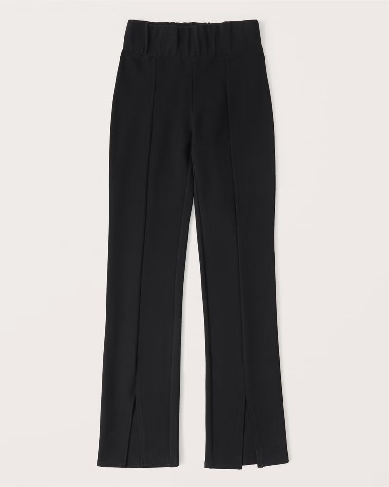 Ponte Front Split-Hem Flare Pants | Abercrombie & Fitch (US)