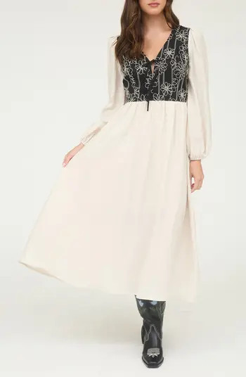 Blu Pepper Floral Embroidered Long Sleeve Midi Dress | Nordstromrack | Nordstrom Rack