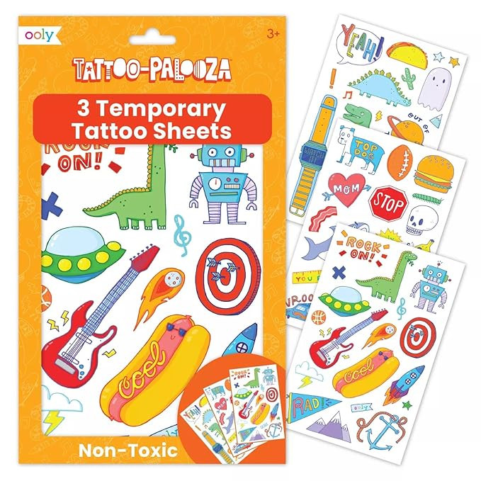 Ooly 50 Temporary Tattoos For Kids, Safe & Non-Toxic Temporary Tattoo, Party Favors Gifts for Kid... | Amazon (US)