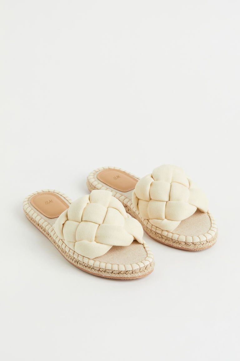 H & M - Braided espadrille slides - White | H&M (UK, MY, IN, SG, PH, TW, HK)