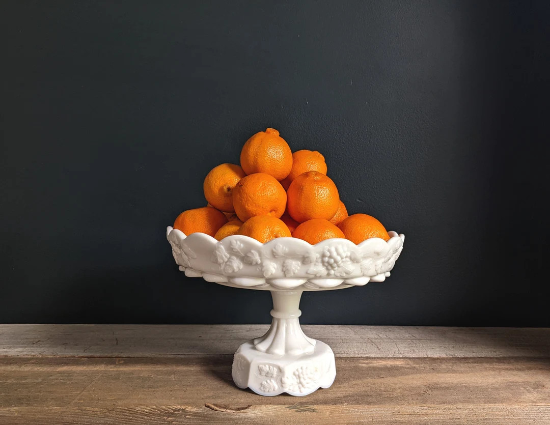 Vintage White Milk Glass Cake Stand | Etsy (US)