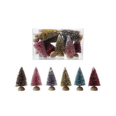 Storied Home 12-Piece Sisal Bottle Brush Trees with Snow Finish, Multicolor | Target