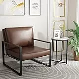 AWQM Modern PU Leather Accent Chair Arm Chair with Extra-Thick