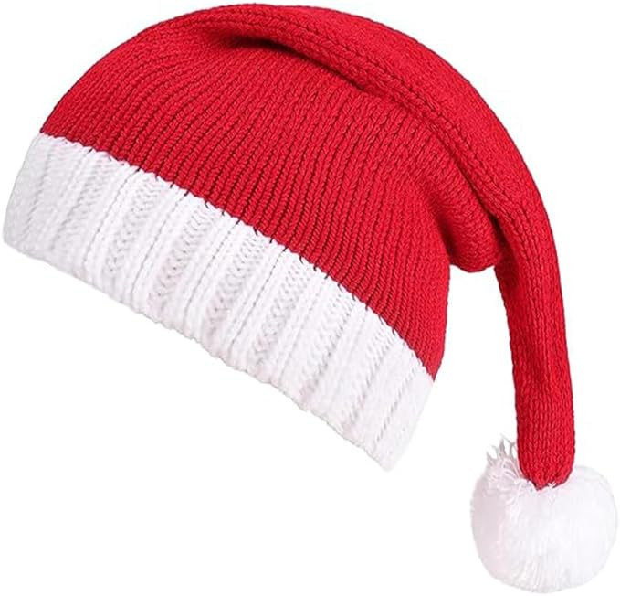 Christmas Knitted Santa Hat for Women, Red White Winter Hat Beanie Skull Caps for Kids Adult | Amazon (US)