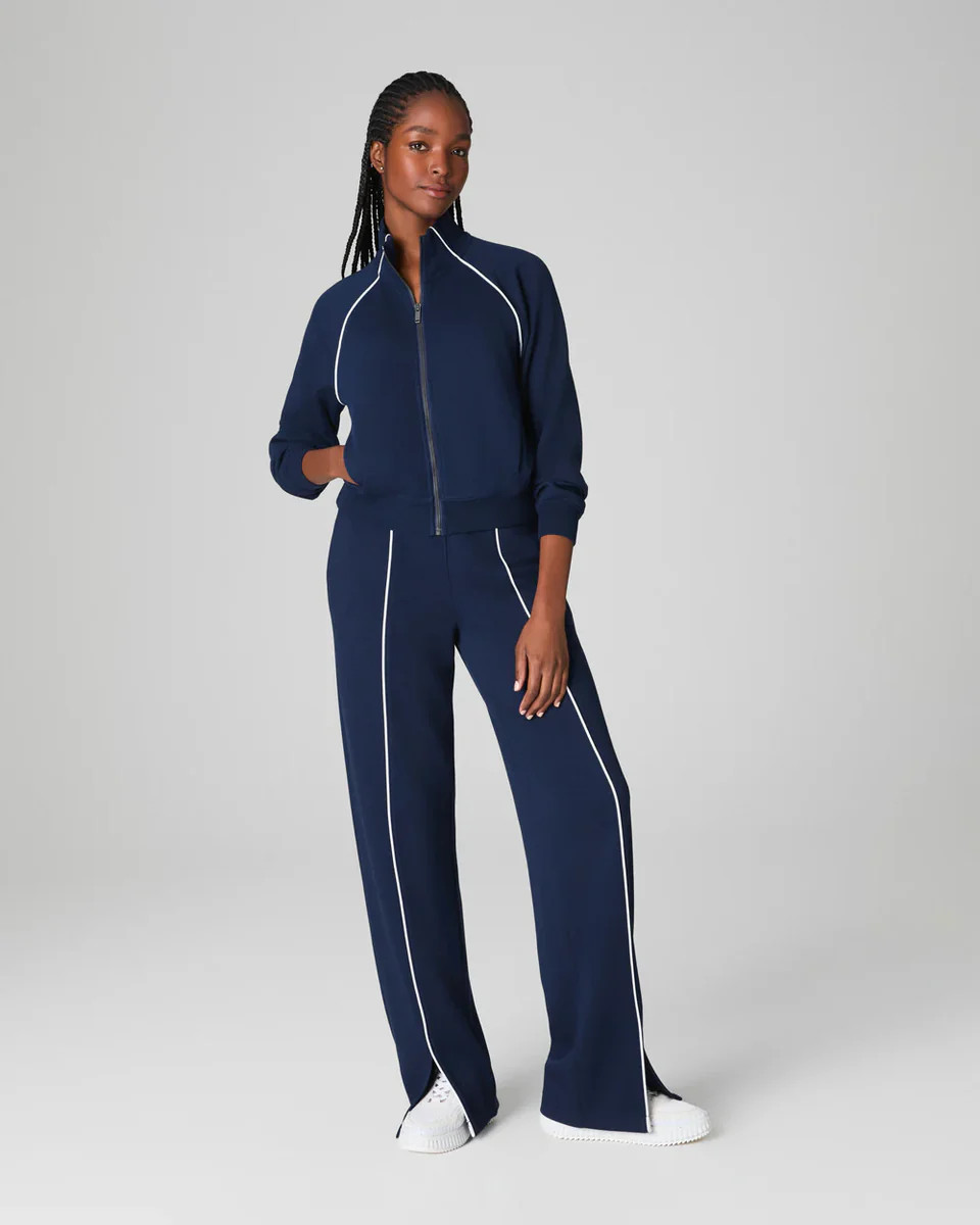Spanx AirEssentials Pique Straight Leg Pant - Timeless Navy | SculptHouse
