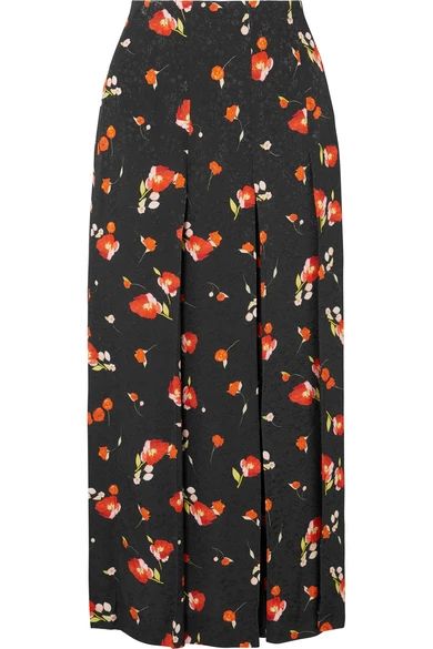 Vilshenko - Keeley Pleated Floral-print Crepe-jacquard Skirt - Black | NET-A-PORTER (US)