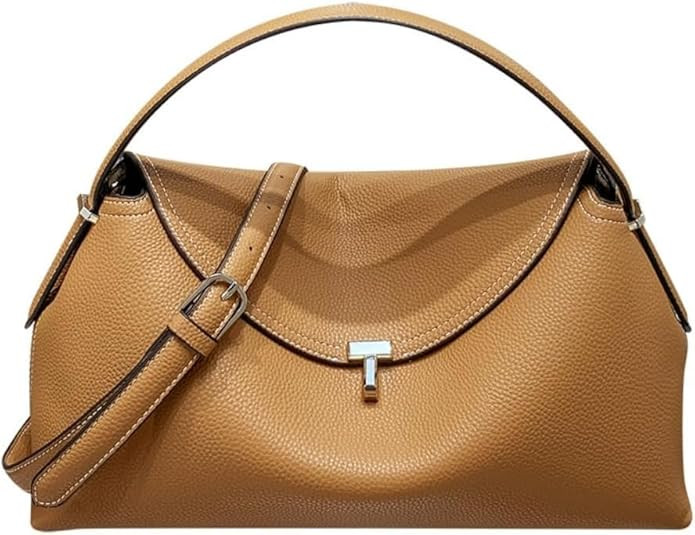 Luxury Leather Armpit Bag Designer Top Handbag Double Wave Walking Soft Bucket Bag for Girls（La... | Amazon (US)