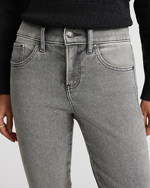 Mid Rise Gray Wash Skinny Jeans | Express
