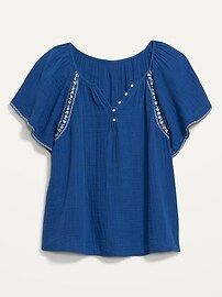 Flutter-Sleeve Embroidered Swing Blouse for Women | Old Navy (US)