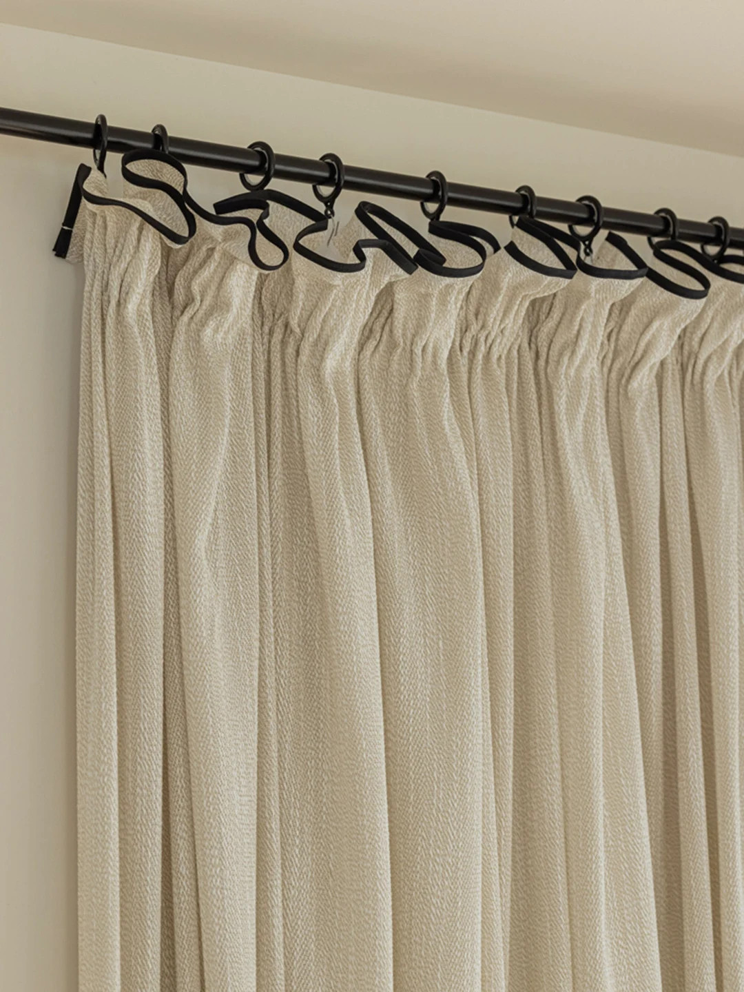 Haseeb Linen Sheer Curtain with Black Border at the Top, Custom Curtain Panel, Curtain for Bedroo... | Etsy (US)