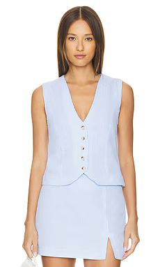 BLANKNYC Sun Glow Vest in Blue & White Striped Seersucker from Revolve.com | Revolve Clothing (Global)