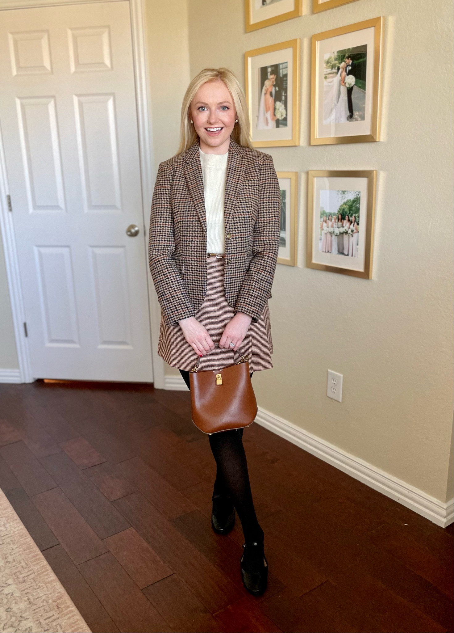 Wearing a 2P in blazer, S in skirt, XS in top, and size up a half size in shoes! | plaid skirt, plaid blazer, Mary janes, fall outfit, classic outfit, classic style 

#LTKfindsunder100 #LTKSeasonal #LTKstyletip