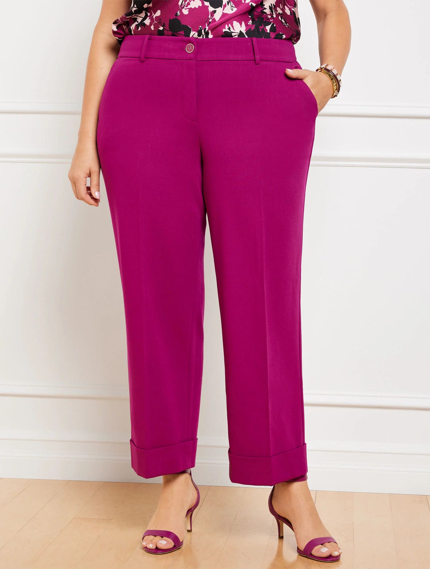 Tailored Stretch Slim Wide Ankle Pants | Talbots