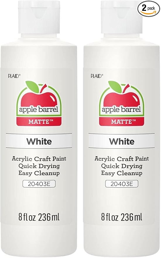 Apple Barrel Acrylic Paint in Assorted Colors (8 Ounce), 20403 White (Pack of 2) | Amazon (US)