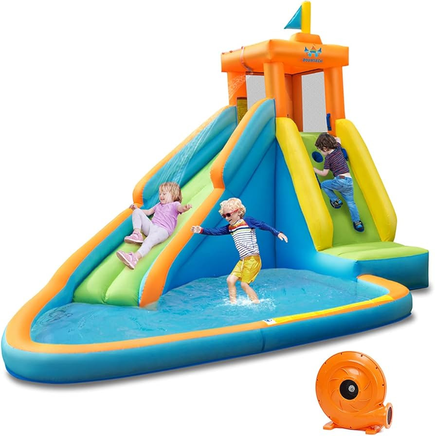 HONEY JOY Inflatable Water Slide, Giant Water Park Castle Bouncy House for Backyard, Climbing Wal... | Amazon (US)