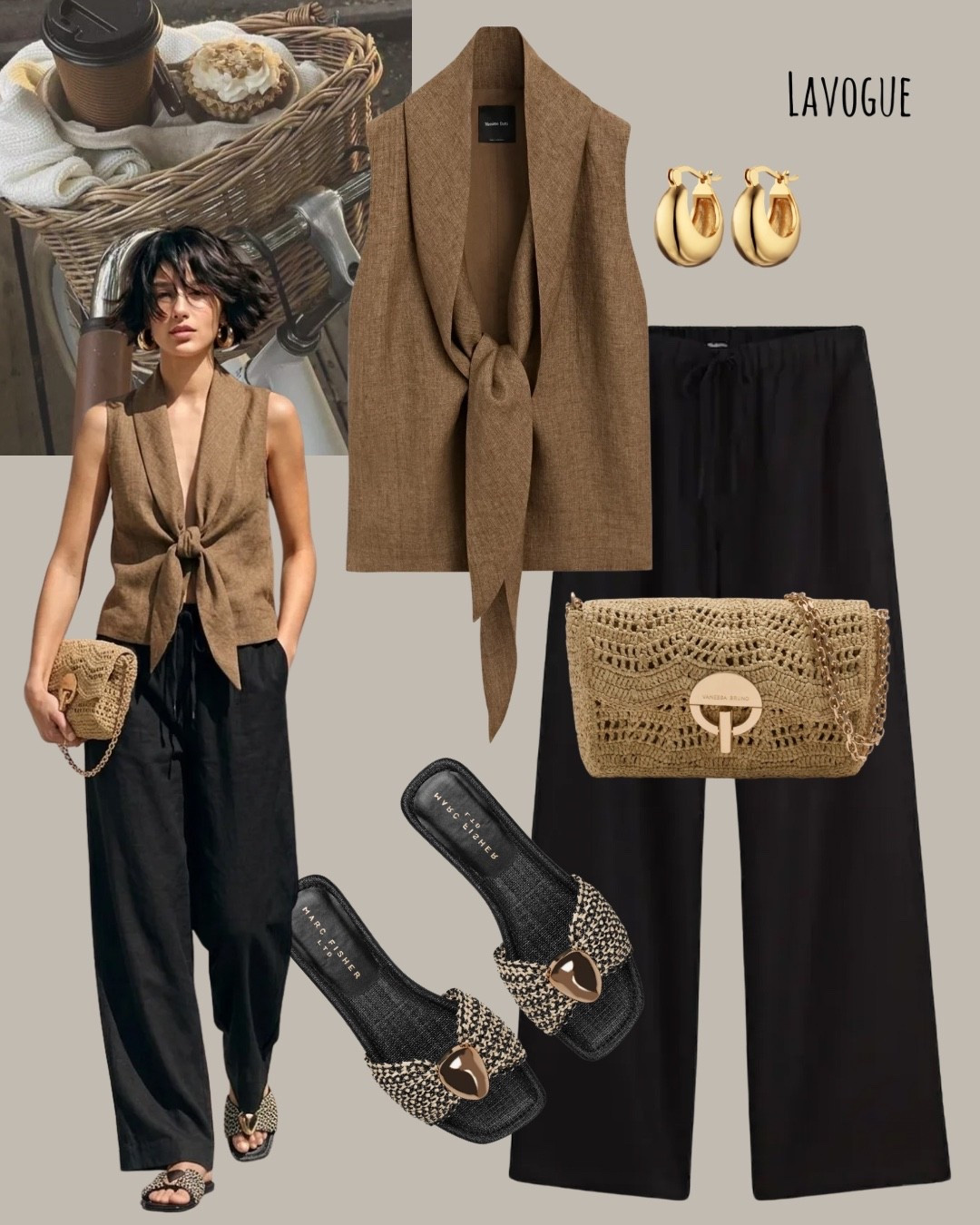 A brown tie-front top styled with black linen pants, a crochet bag, and woven flats for that understated chic summer look 🖤🤎. Effortlessly refined with a touch of texture ✨.

Shop Below 👇🏼

#LTKootd #LTKSeasonal #LTKTravel