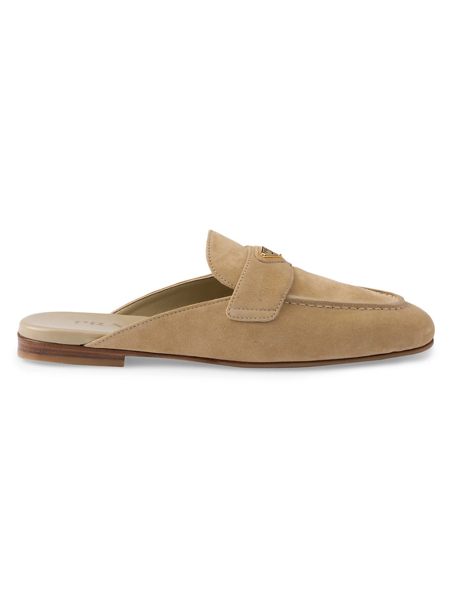 Women's Suede Sabots Mules - Beige Khaki - Size 4.5 | Saks Fifth Avenue