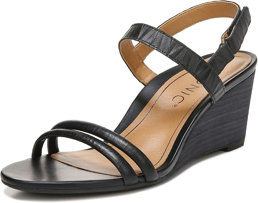 Vionic Women's Pyrite Emmy Leather Dress Wedge- Supportive Ladies Backstrap Wedges That Include T... | Amazon (US)