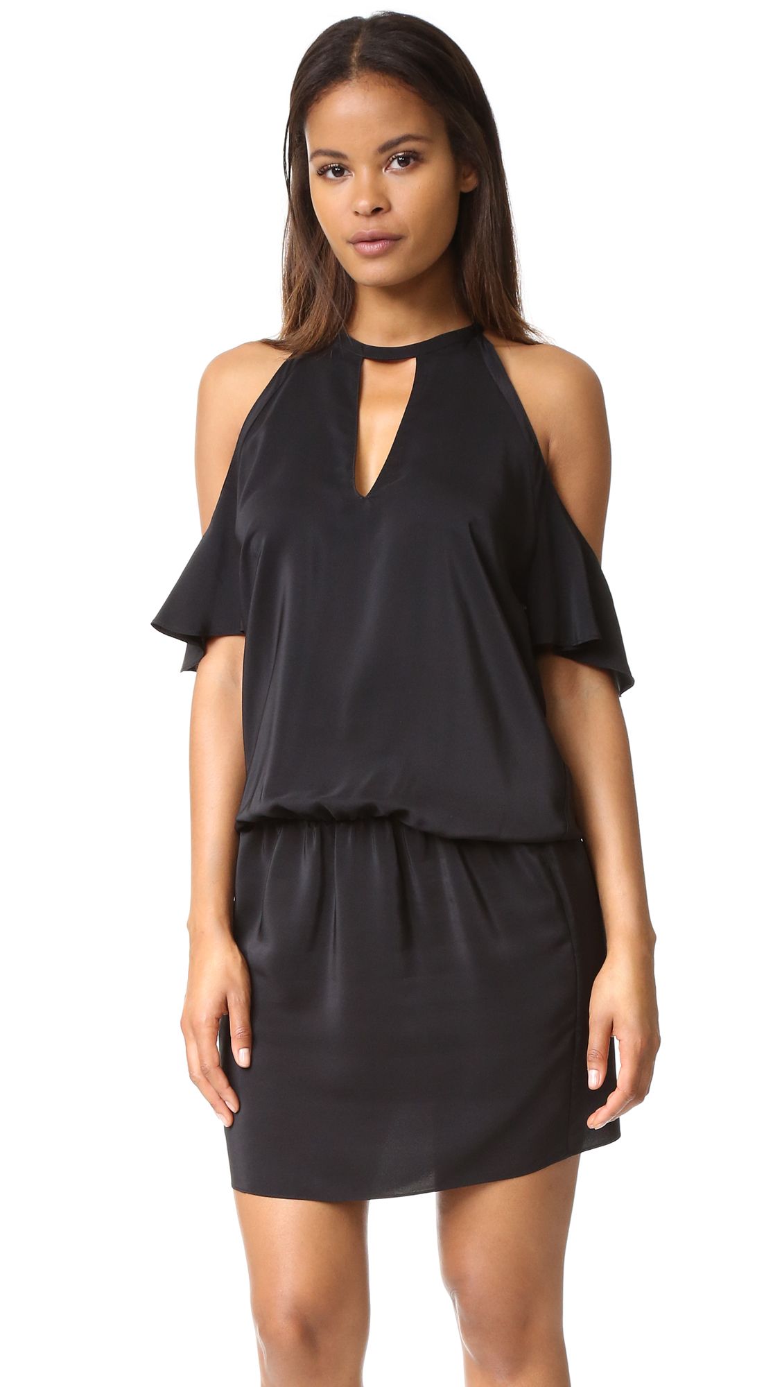 Amanda Uprichard Celia Cold Shoulder Dress - Black | Shopbop