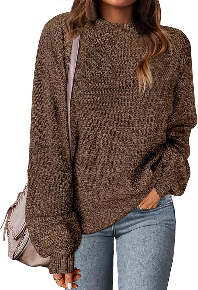 MEROKEETY Sweaters for Women Fall Winter 2026 Oversized Pullover Spring Crew Neck Long Sleeve Hea... | Amazon (US)