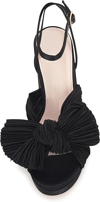 VETASTE Women's Pleated Bow Knot Platform Heeled Sandals Open Toe Chunky Block Heel Ankle Buckle ... | Amazon (US)
