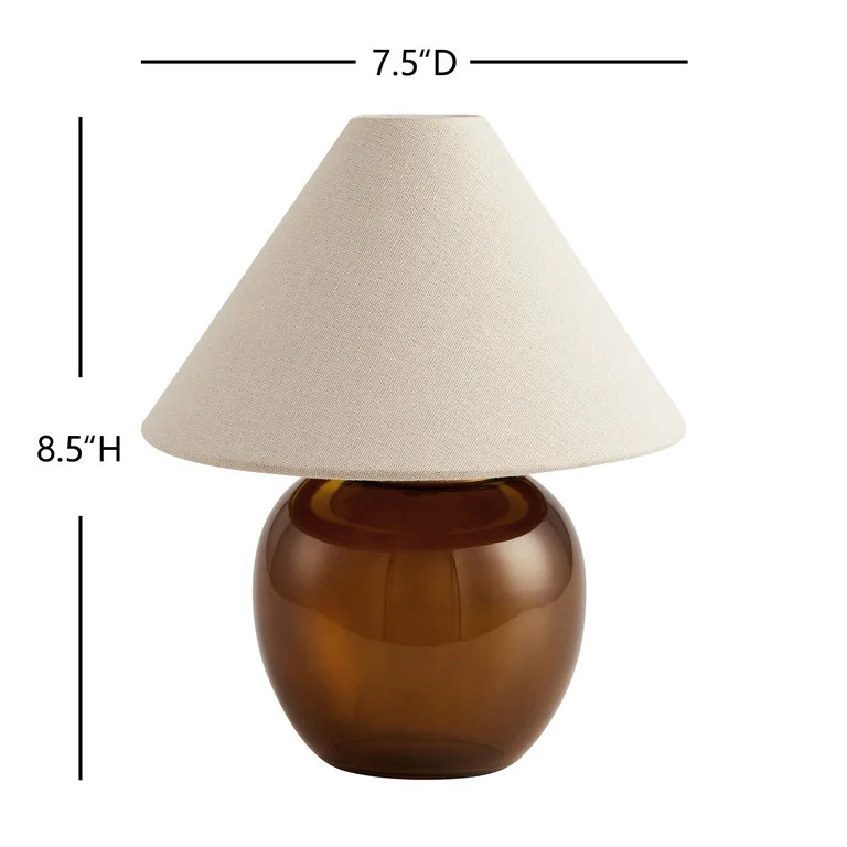 Better Homes & Gardens 8.5" Amber Glass Rechargeable LED Portable Lamp with Dimmable Touch Sensor | Walmart (US)