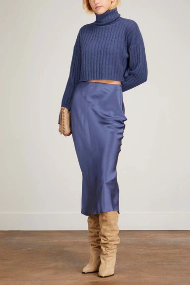 Uma Cropped Cashmere Sweater in Poseidon | Hampden Clothing