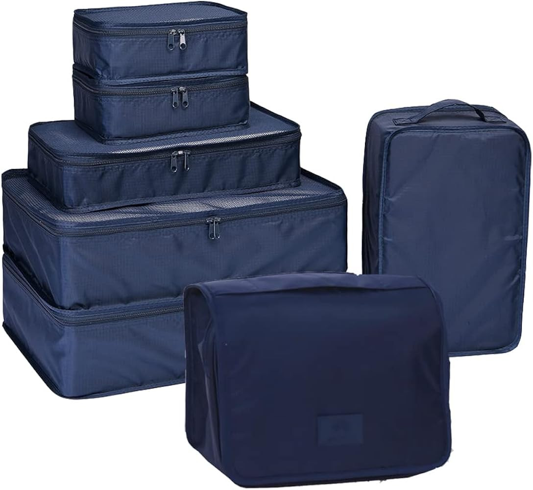 Travel Packing Cubes 5/7 Set with Toiletry Bag, JJ POWER Luggage Organizers Shoe Bag | Amazon (US)
