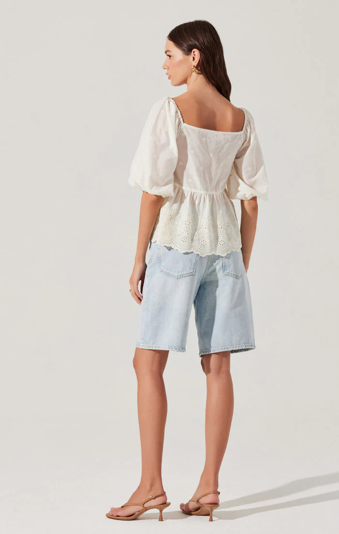 Ezmae Embroidered Tie-Front Top | ASTR The Label (US)