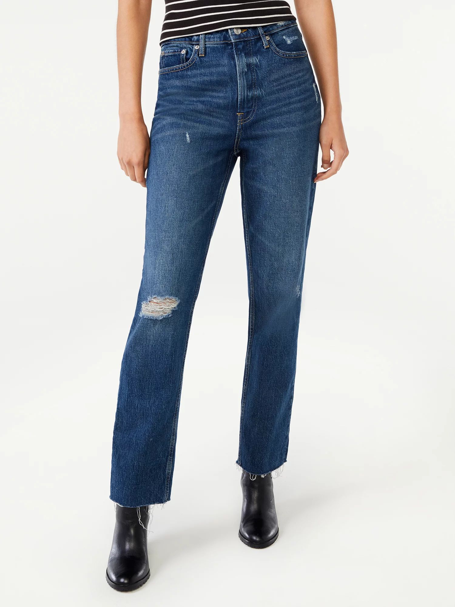 Free Assembly Women's Super High Rise Straight Jeans - Walmart.com | Walmart (US)