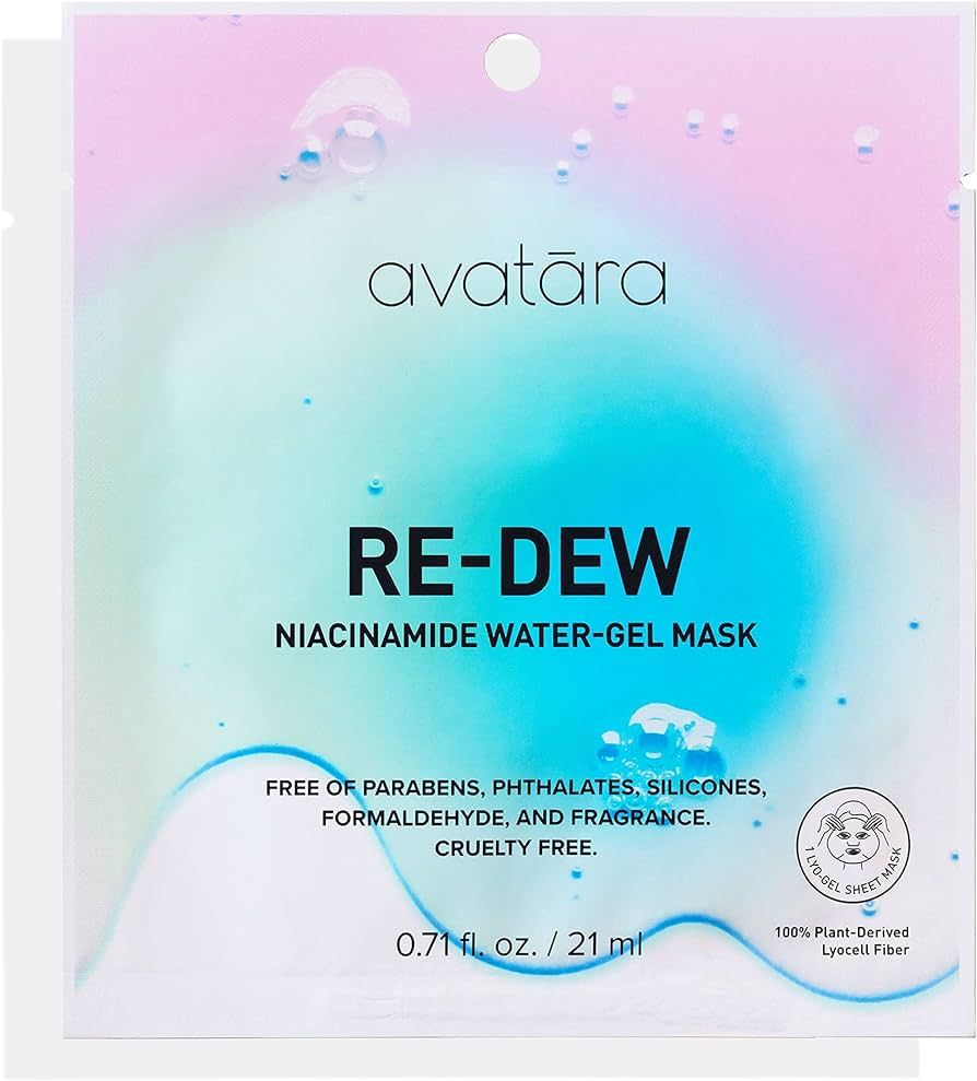 Avatara - Re-Dew Niacinamide Water-Gel Mask, Hydrating Mask, Sheet Masks with Niacinamide and Hya... | Amazon (US)