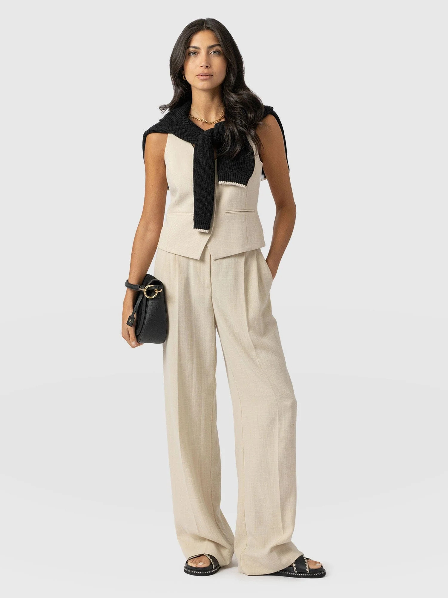 Argent Wide Leg Pant - Cream | Saint + Sofia