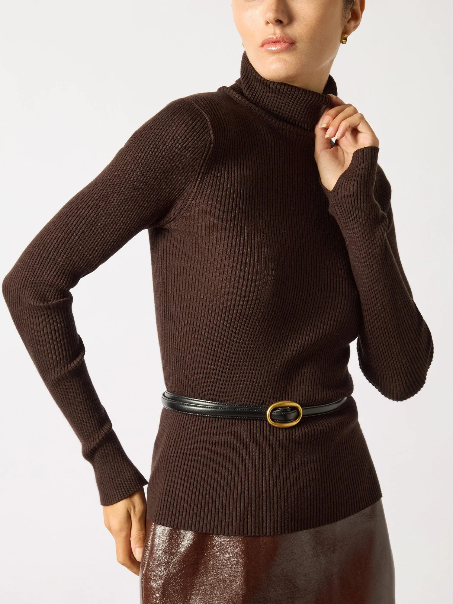 Women's Noel Ribbed Turtleneck in Dk Charcoal Mélange | Brochu Walker | Brochu Walker