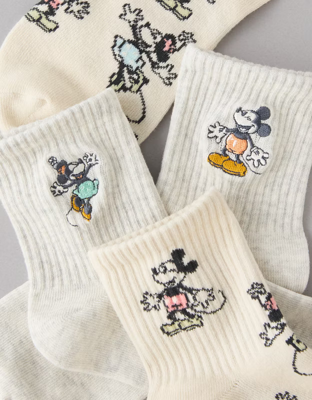 AE Mickey & Minnie Mouse Boyfriend Socks 2-Pack | American Eagle Outfitters (US & CA)