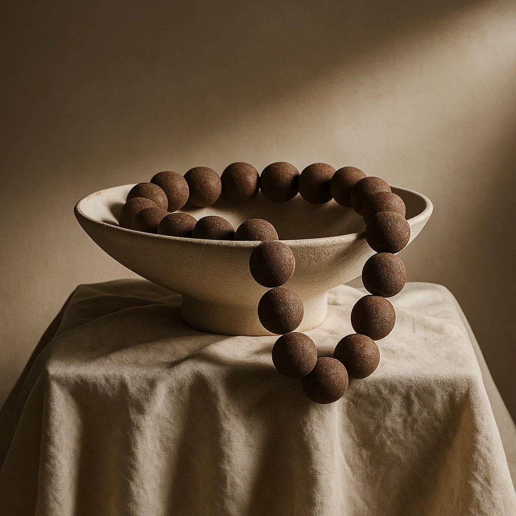 Sedona Cement Beaded Garland, Distressed Brown | Pepper + Vetiver