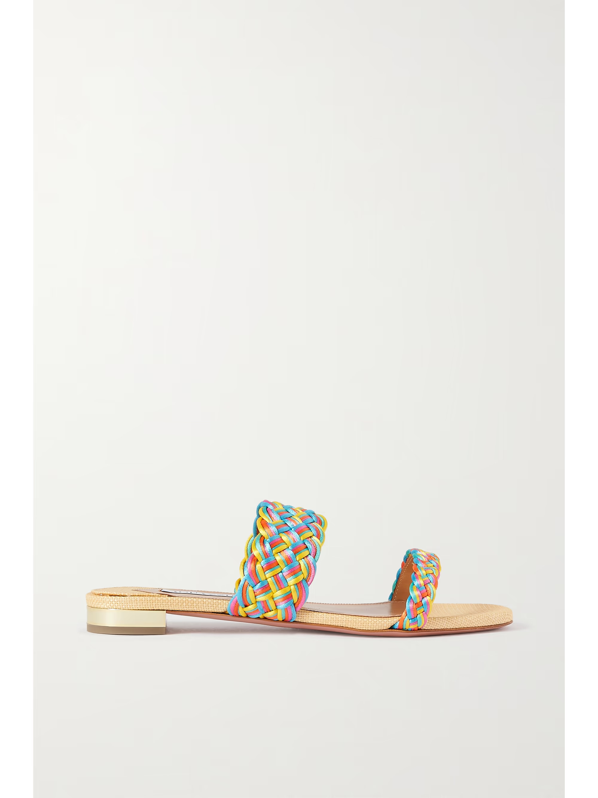 Neutral Braided raffia slides | AQUAZZURA | NET-A-PORTER | NET-A-PORTER (UK & EU)