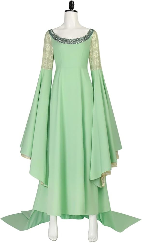Arwen Cosplay Costume Elf Princess Dress with Headpiece Women Halloween Lord Rings Costume | Amazon (US)