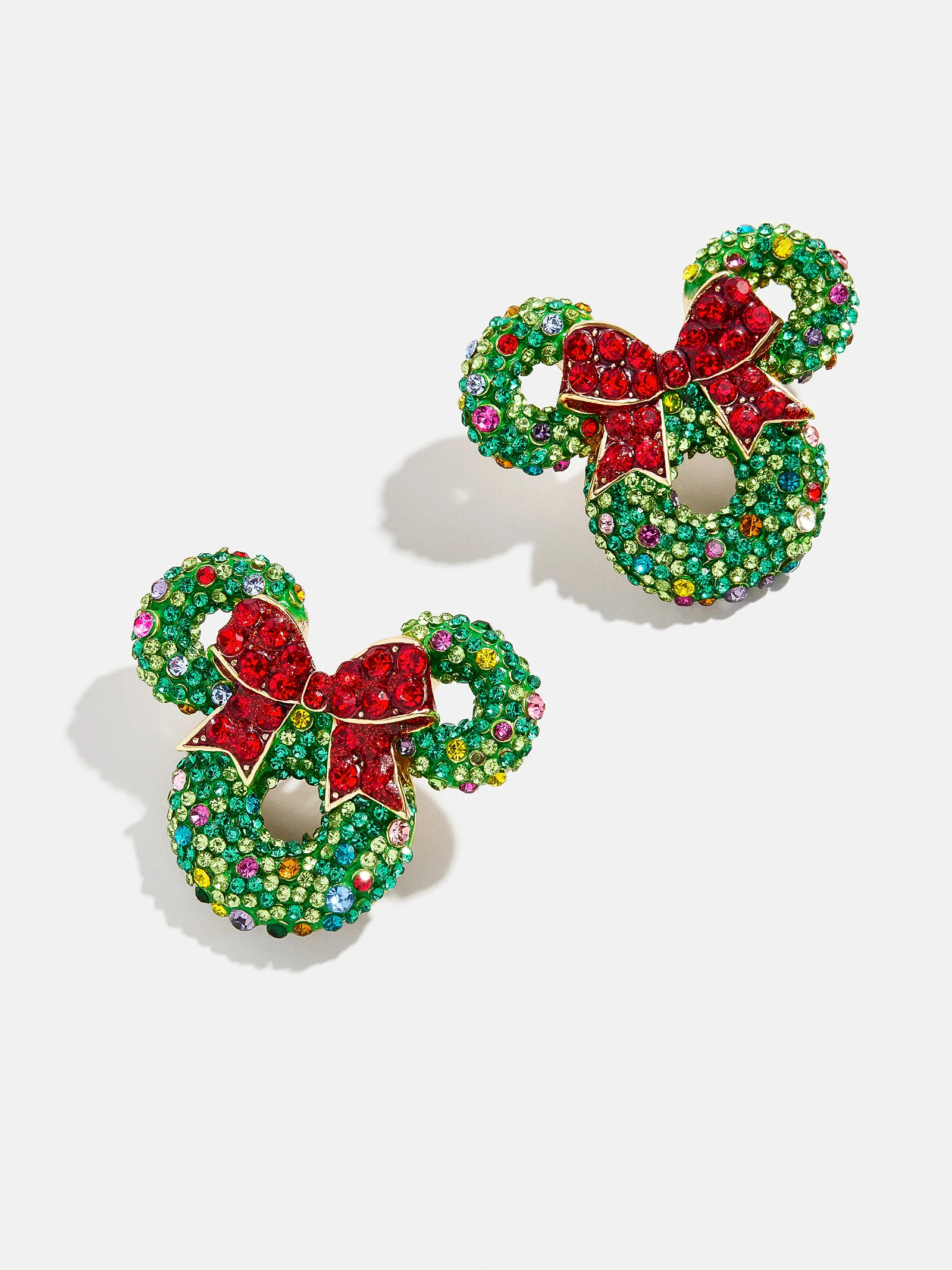 Disney Mickey Mouse Wreath Earrings - Holiday Wreath Statement Earrings | BaubleBar (US)