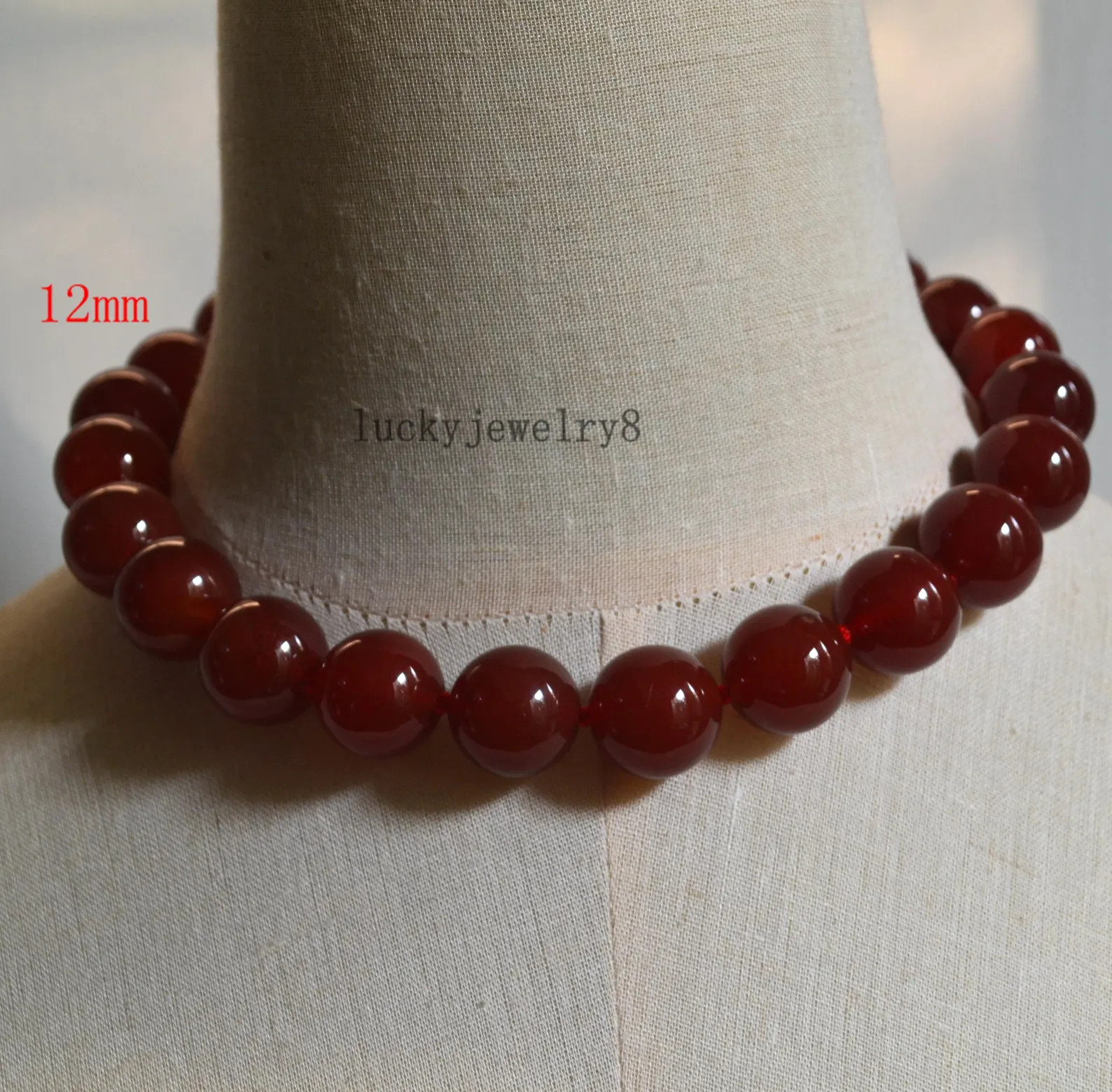 Big Dark Red Agate Necklace,dark Red Necklace,12mm Dark Red Agate Bead Necklace,bridesmaid Neckla... | Etsy (Global)