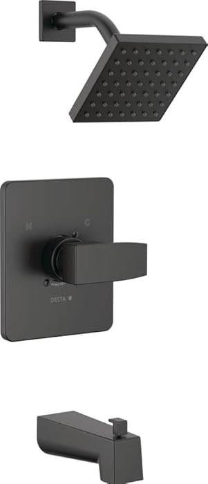 Delta Faucet Modern 14 Series Matte Black Shower Faucet, Tub and Shower Trim Kit with Single-Spra... | Amazon (US)