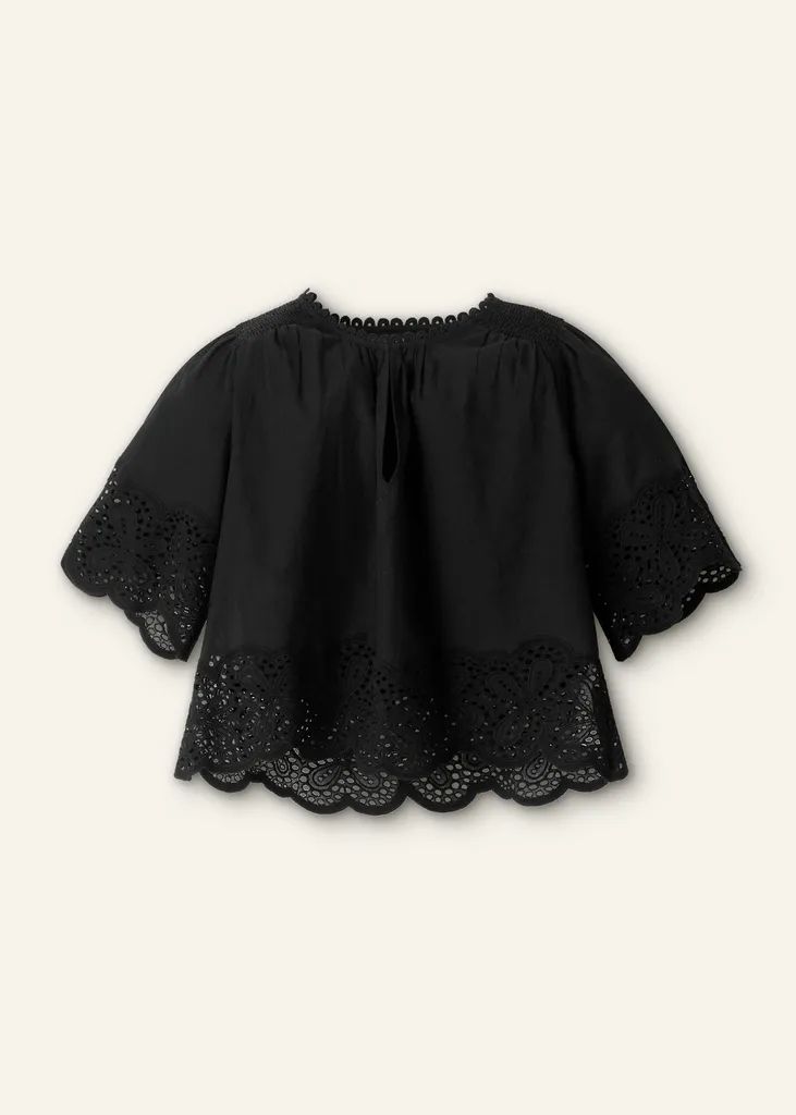 Cotton Lace Flower Broderie Blouse | ME+EM Global (Excluding US)