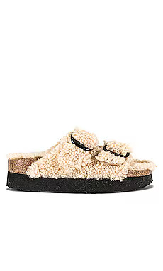 BIRKENSTOCK x Papillo Arizona Big Buckle Platform Teddy Sandal in Eggshell from Revolve.com | Revolve Clothing (Global)