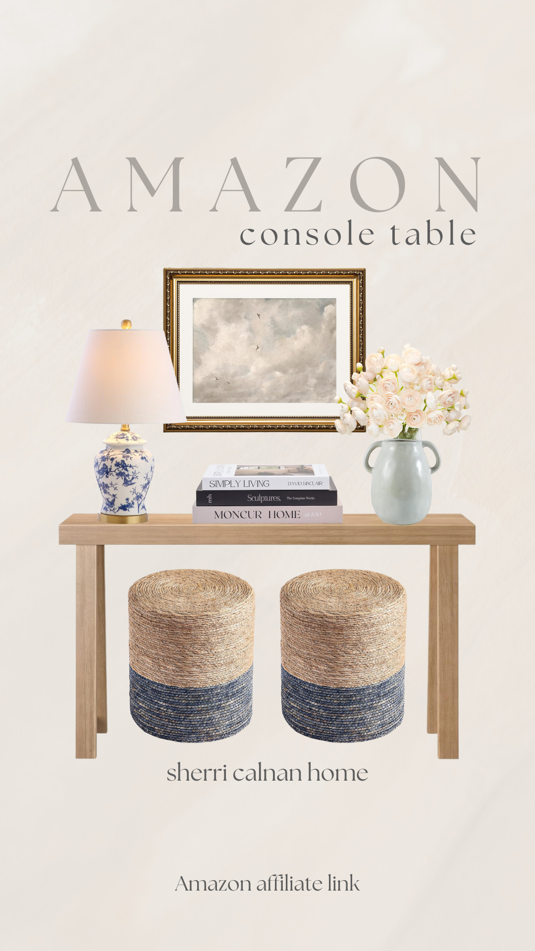 Amazon Console Table

amazon home, coastal home, neutral home, summer decor, console table decor, blue vase, gold frame art, pink faux floral, sherri calnan home 

 

#LTKSeasonal #LTKHome #LTKStyleTip