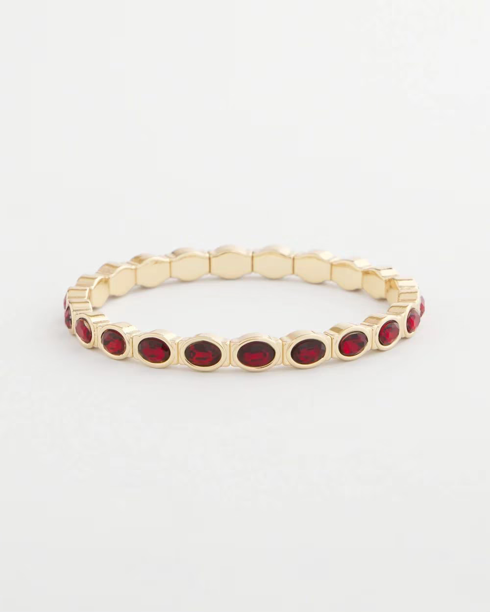 Small Red Faceted Gem Stretch Cuff Bracelet | Chico's