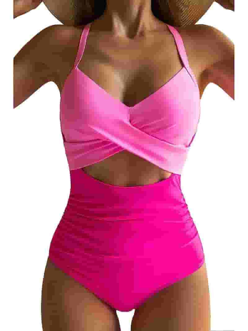 SOMER Women's One Piece Swimsuits Tummy Control Cutout High Waisted Bathing Suit Wrap Tie Back 1 ... | Walmart (US)