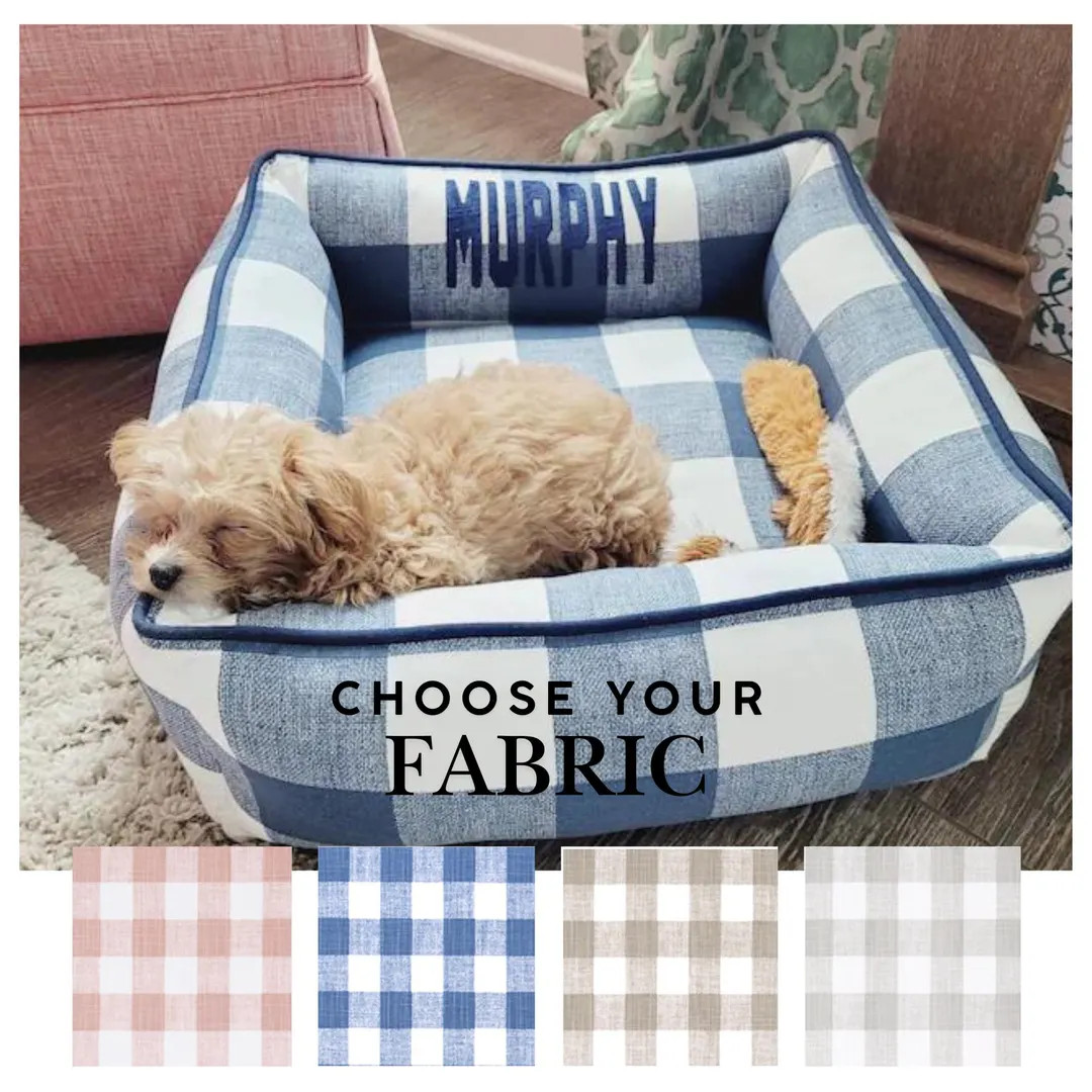 Sofa Dog Bed With Washable Cover & Water Resistant Inserts ,custom Plaid Dog Bed With Name, Dog B... | Etsy (US)