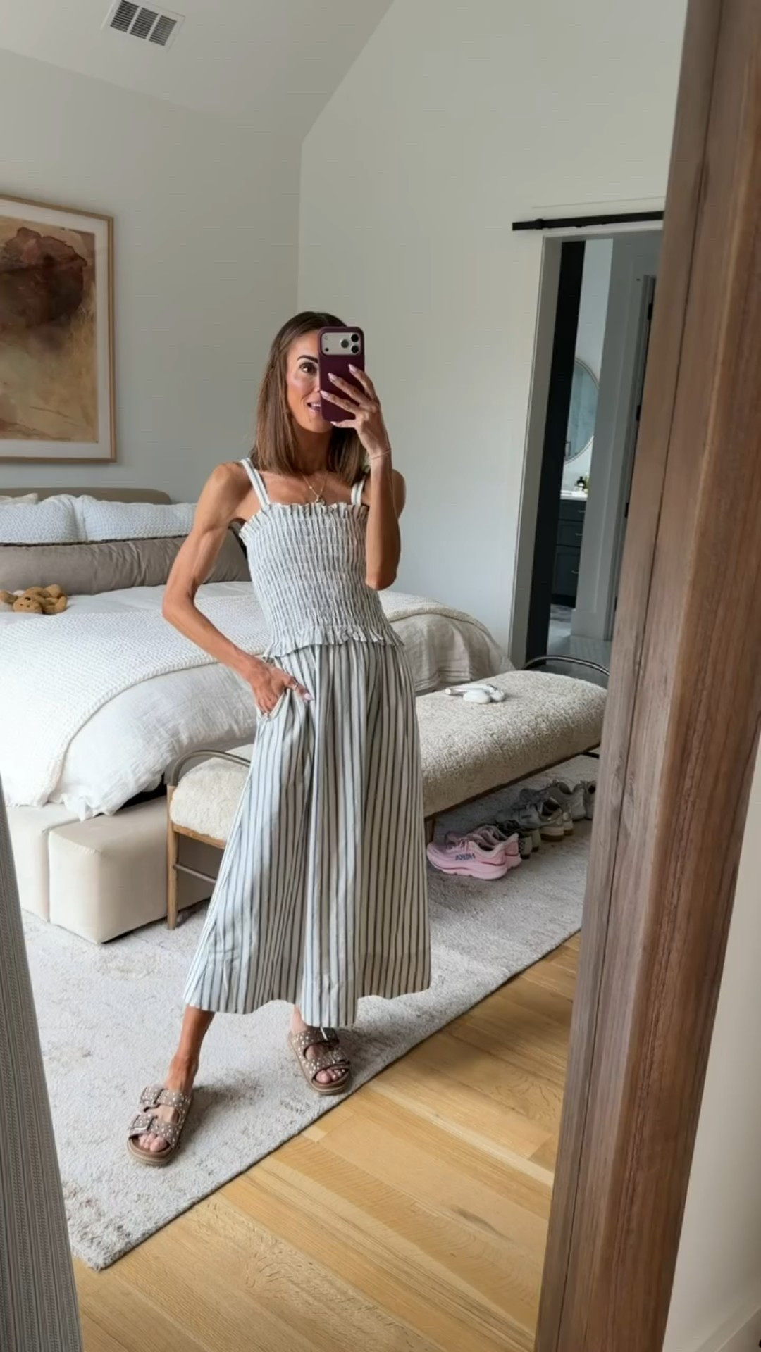 SO obsessed with this new dress from target! 🙌🏼 super flattering and i love the neutral stripes 🤍 on sale for $30!