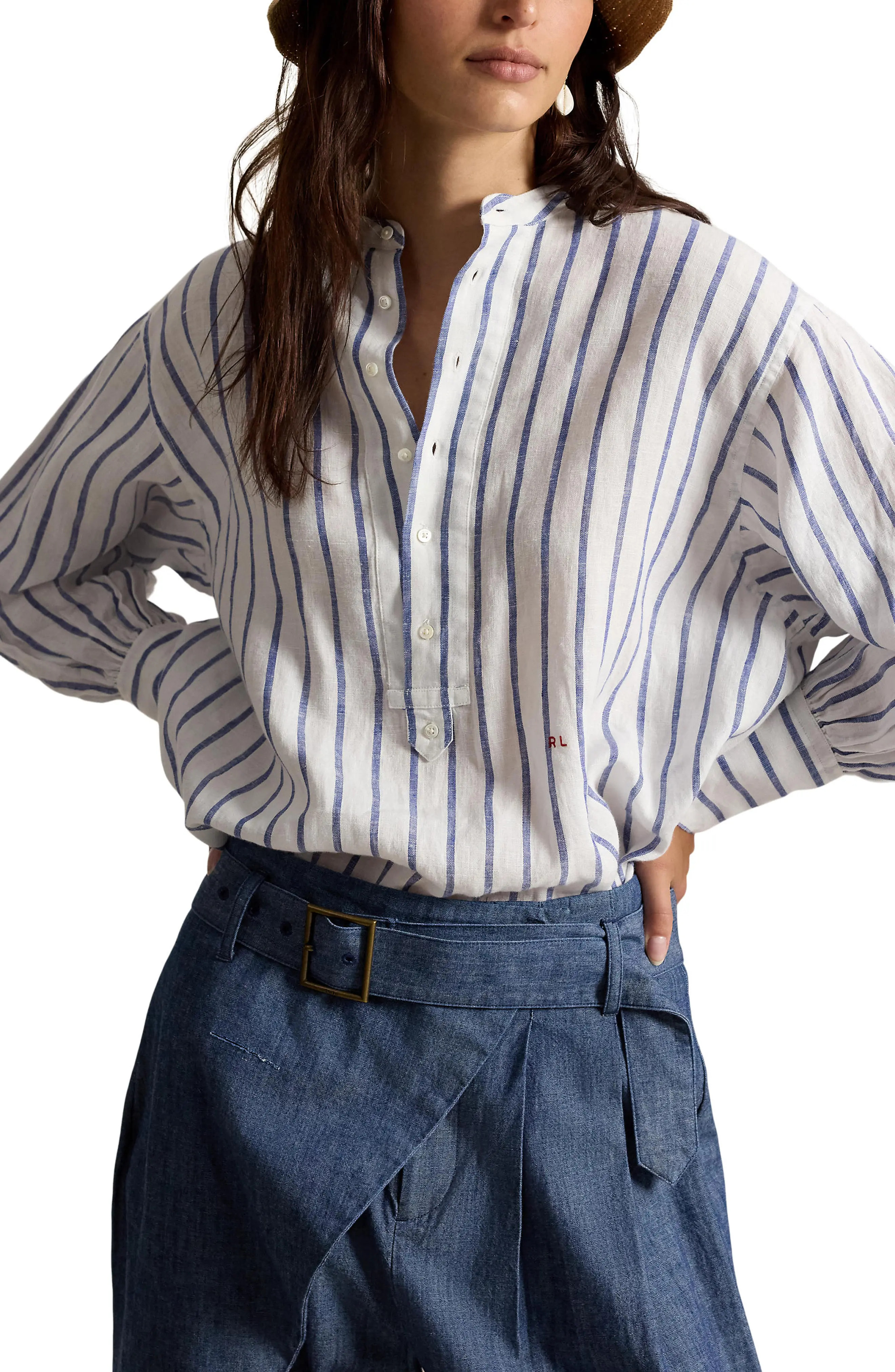 Stripe Long Sleeve Linen Shirt (Women) | Nordstrom | Nordstrom