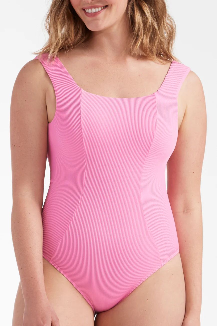 Cap Sleeve One-Piece Swimsuit in Sea Pink | Hermoza